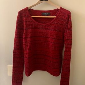 Rag & Bone red printed wool scoop neck sweater